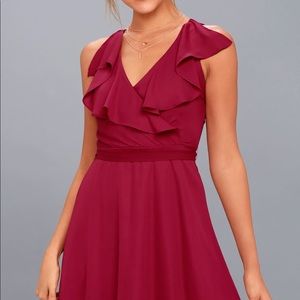 EVE OF ENCHANTMENT BERRY RED WRAP DRESS XS